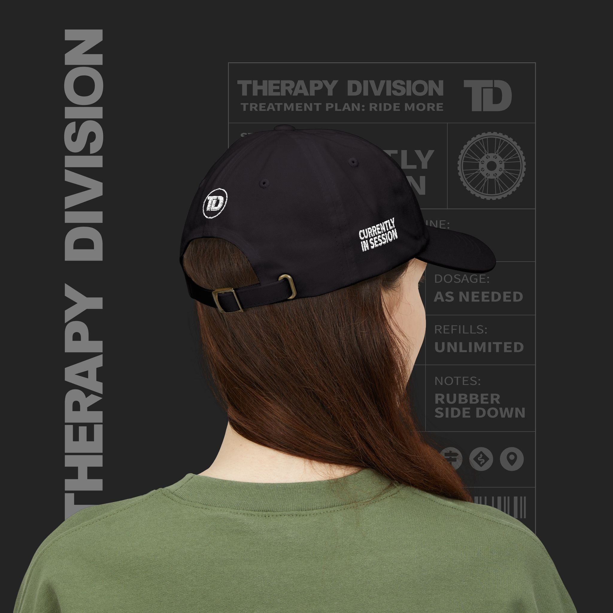 Therapy Division Cap – Minimal White Embroidered Baseball Hat