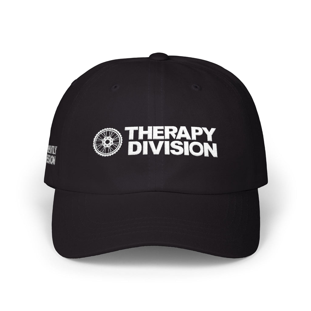 Therapy Division Cap – Minimal White Embroidered Baseball Hat