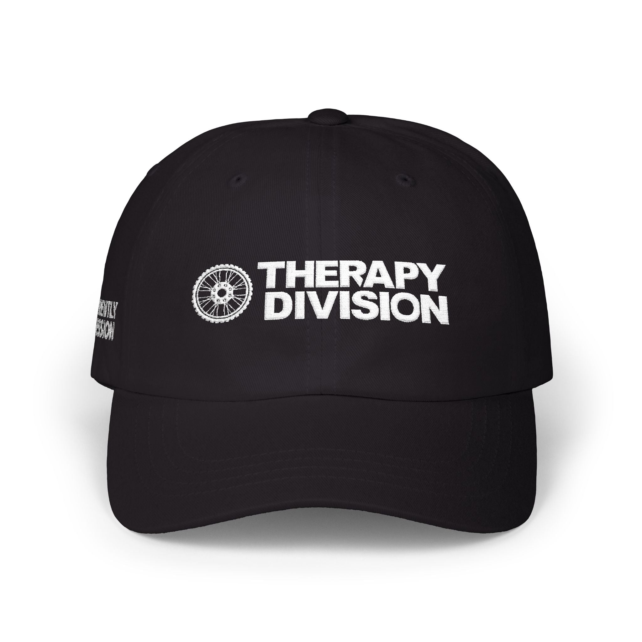Therapy Division Cap – Minimal White Embroidered Baseball Hat
